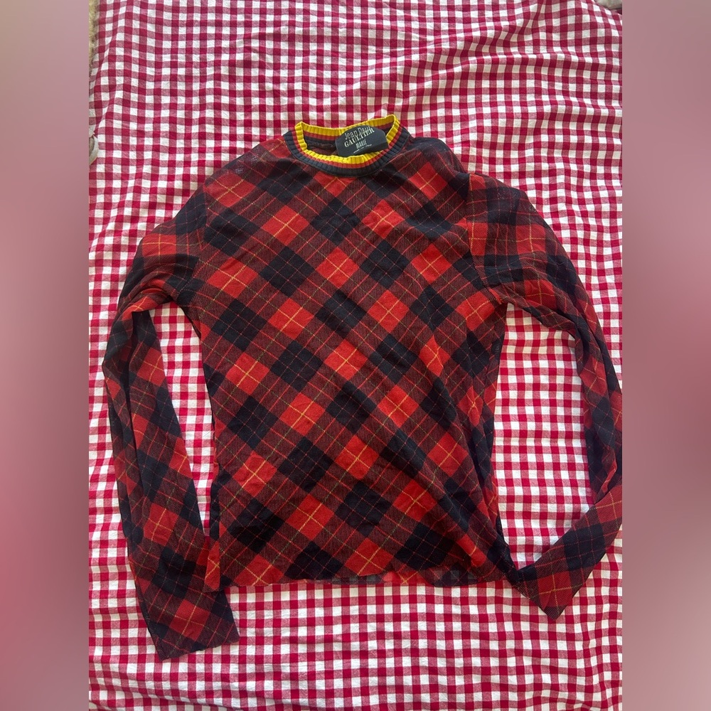 Jean Paul Gaultier Maillé Mesh Plaid Shirt